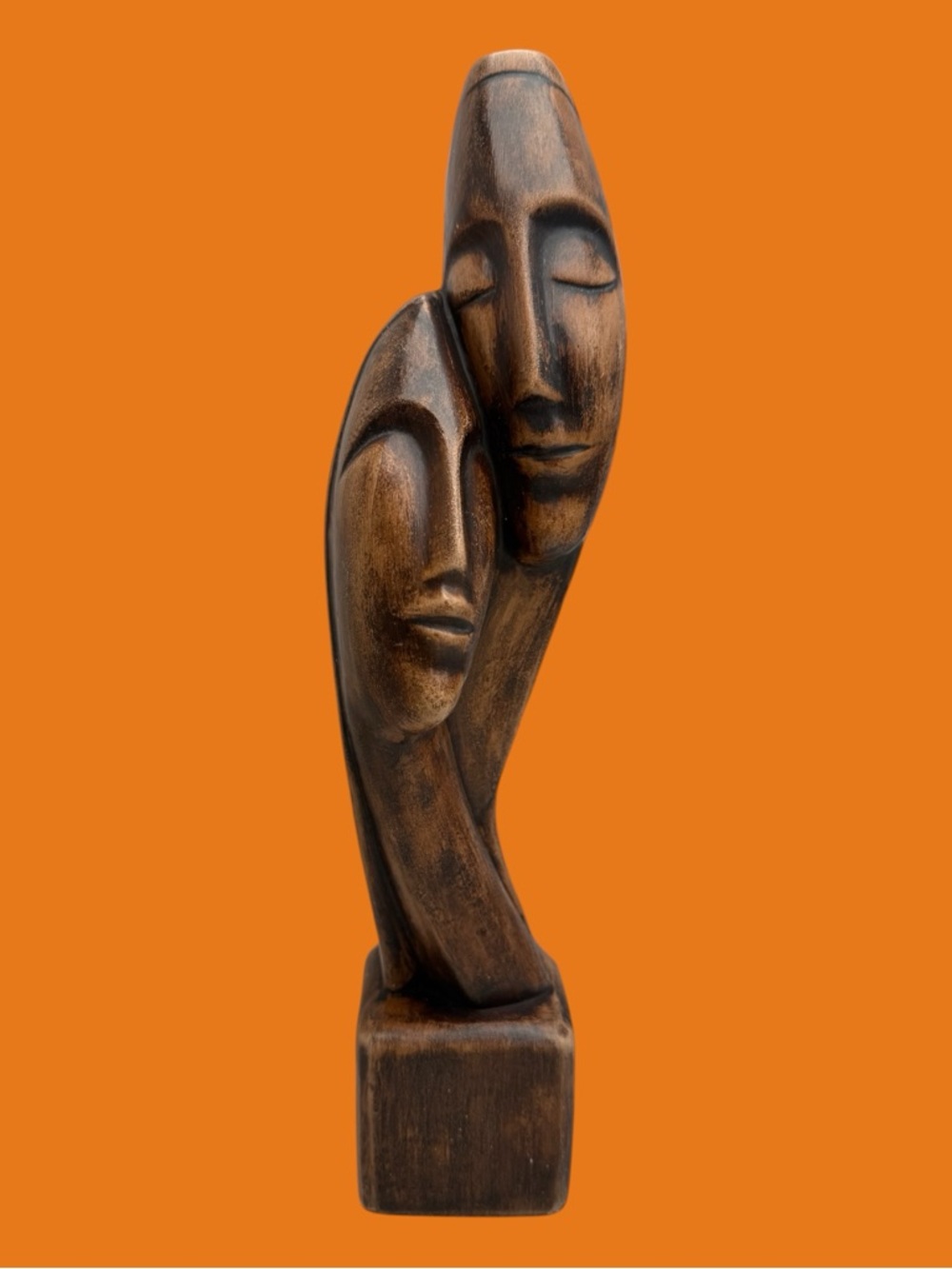 Vintage Sculpture Man Woman Couple Love MCM Mid-Century Modern Bohemian 60s